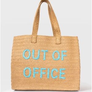 Out Of Office woven straw tote